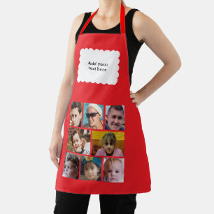 Tablier Texte personnalisé 8 photos blanc rouge