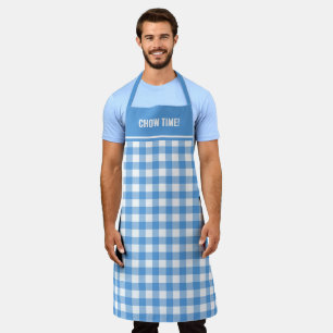 Tablier Texte personnalisé carreaux bleu et blanc de Buffa