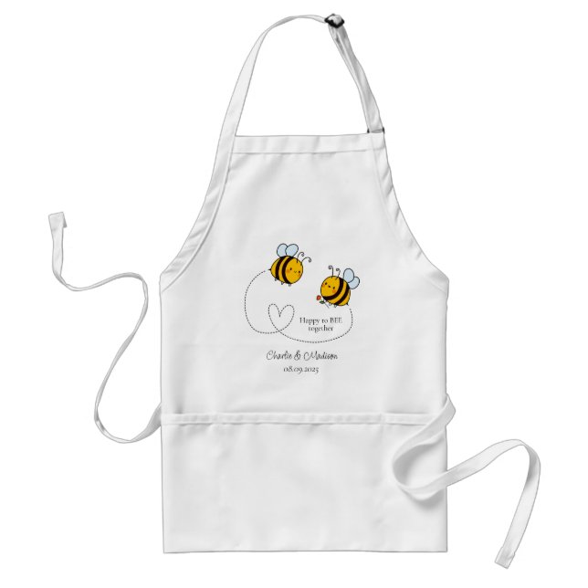Tablier Texte personnalisé Happy Love Bees (Devant)