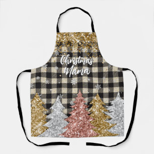 Tablier Texte Plaid Et Parties scintillant De Noël