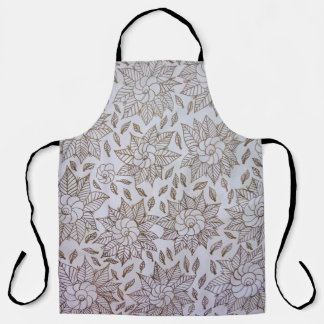 Tablier textile floral blanc et noir