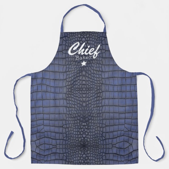 Tablier Texture d'alligator de cobalt personnalisée Imprim (Recto)