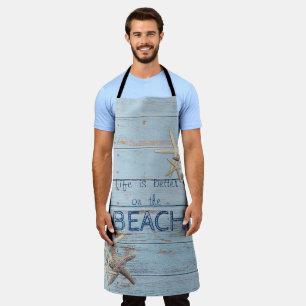 Tablier Texture en Bois Bleu Adorable, Amidon