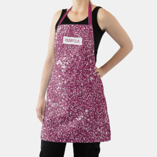 Tablier Texture Faux Pailleté Rose Avec Nom Personnalisé