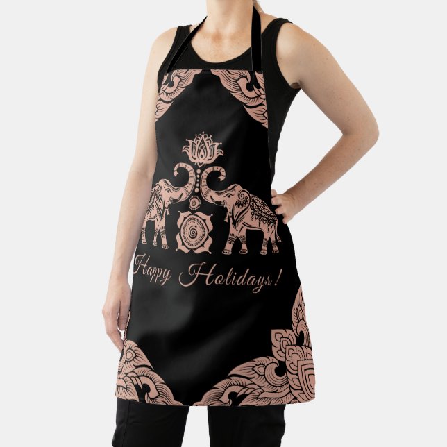 Tablier Thaïlande Elephant Joyeux Vacances Cadeau rose et  (Insitu)