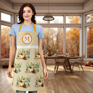 Tablier Thanksgiving Automne Citrouille Monogramme