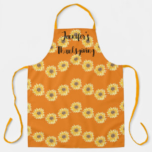 Tablier Thanksgiving Autumnal Sunflowers Nom personnalisé