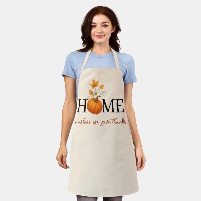 Tablier Thanksgiving Citrouille Home Où nous donnons des r (Porté)