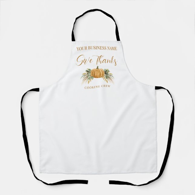Tablier Thanksgiving Pumpkin Give Thanks Business Name (Recto)