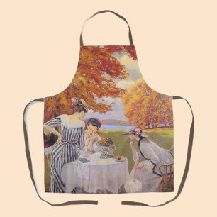 Tablier Thé de jardin automnal élégant de style édouardien