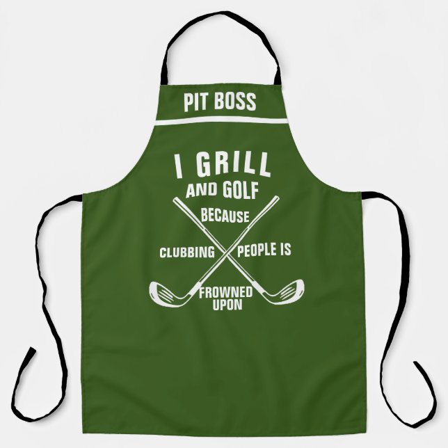 Tablier Thème de golf personnalisé Apron : Funny Golf Chef (Recto)