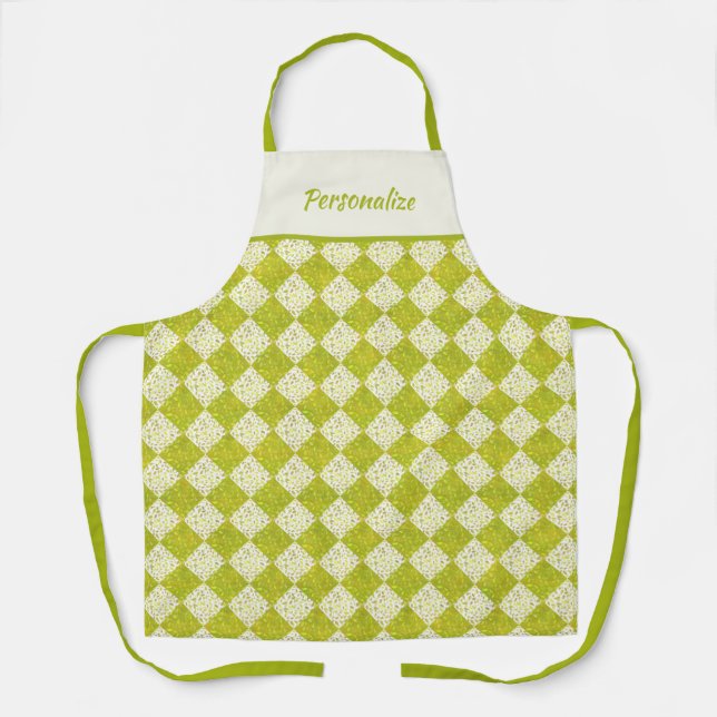 Tablier Thème de Motif Retro les années 50 Lime Diamond (Recto)