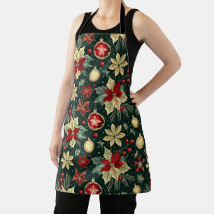 Tablier Thème de Noël festif Poinsettia Motif