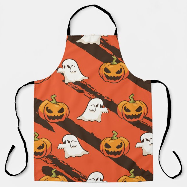 Tablier Thème d'Halloween citrouille, motif sans couture. (Recto)