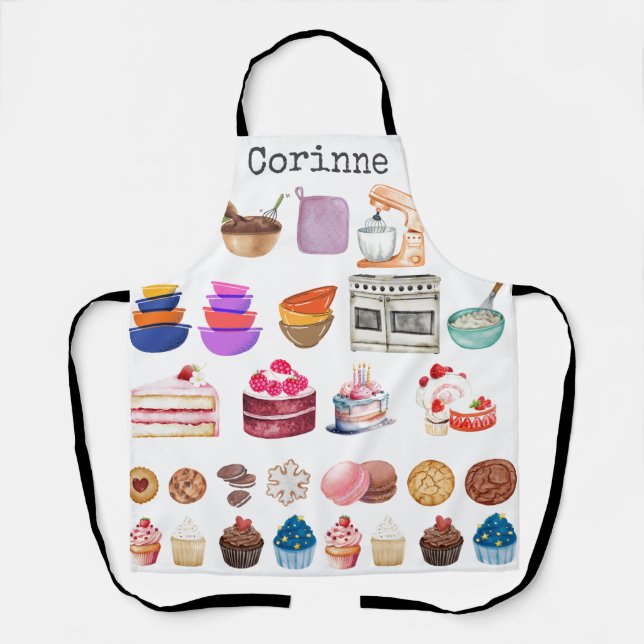 Tablier Thèmes de cuisson Cupcakes Cake Cookie Bowls Mixer (Recto)