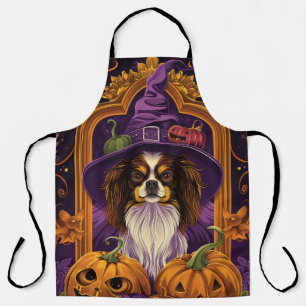 Tablier Tibétain Épagneul Chien Sorcière Halloween Citroui