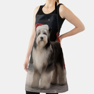 Tablier Tibétain Terrier Chien dans la neige Noël