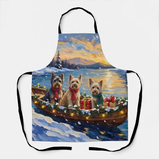 Tablier Tibetan Terrier Christmas Boat Holiday (Recto)