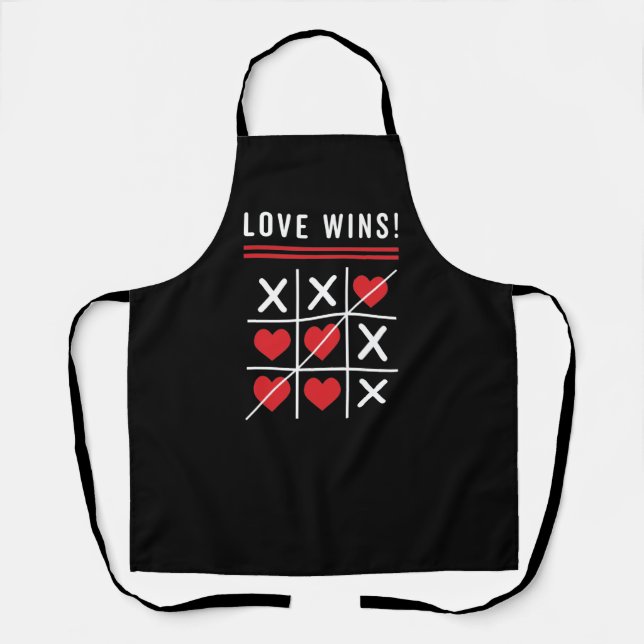 Tablier Tic Tac Toe Love gagne Anniversaire Saint-Valentin (Recto)