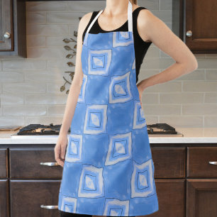 Tablier Tie Dye Checker Bleu et Blanc