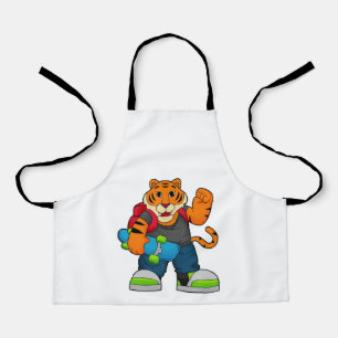 Tablier Tiger comme patineur avec skateboard