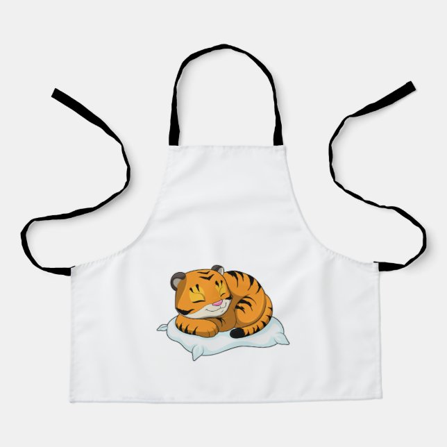 Tablier Tigre au coucher avec Coussin (Recto)