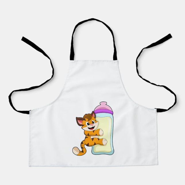 Tablier Tigre avec Bébé bouteille de lait (Recto)
