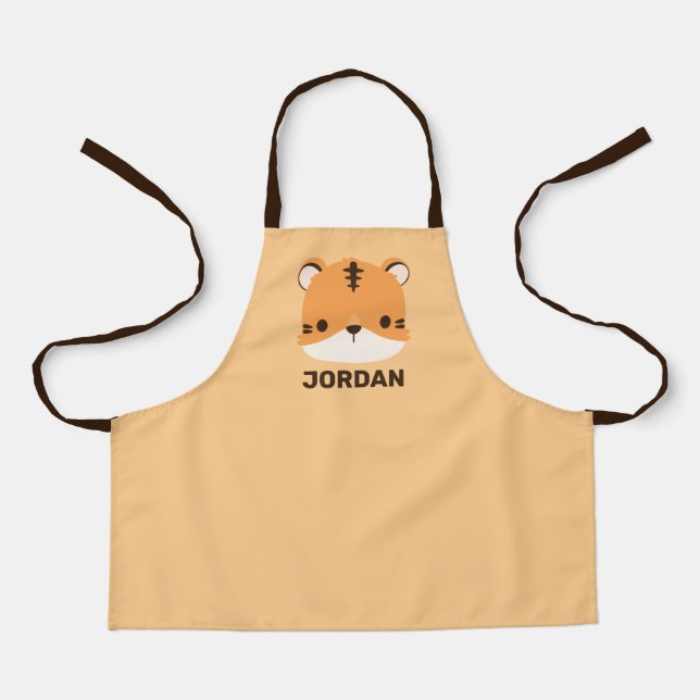Tablier Tigre mignon avec nom personnalisé (Recto)