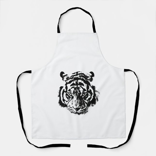 Tablier Tigre noir et blanc Pop Art (Recto)