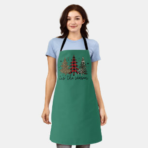 Tablier "Tis the Season" Plaid Leopard Christmas Trees