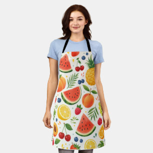 Tablier Tissu à motif de fruits d'été   Pastèque tropicale