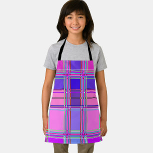 Tablier Tissu à motif tartan rose Madras