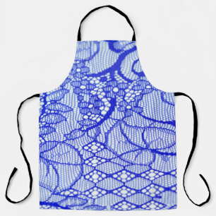 Tablier Tissu dentelé en bleu. Patch dentelle Royal Blue C