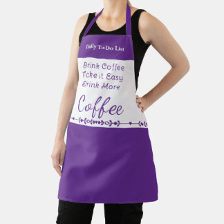 Tablier To do list for coffee lovers white purple