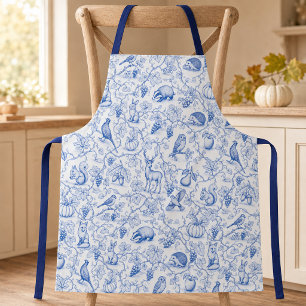 Tablier Toile Bleue Animaux de la Forêt Vignes