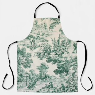 Tablier Toile de Jouy verte