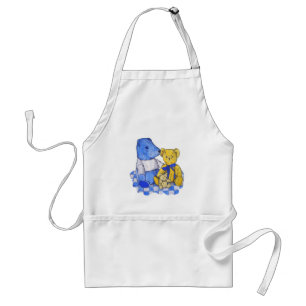 Tablier toile de pique-nique à chèque bleu avec trois vi