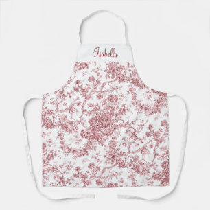 Tablier Toile florale gravée rose personnalisée