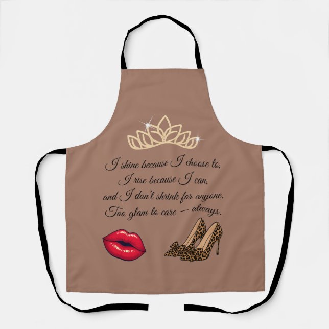 Tablier Too Glam To Care – Chic Quote  (Recto)
