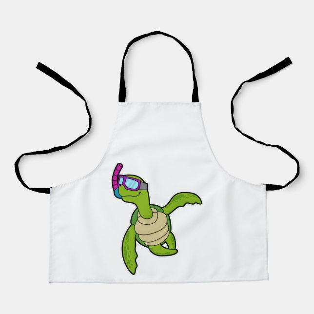 Tablier Tortue à la natation avec tuba (Recto)