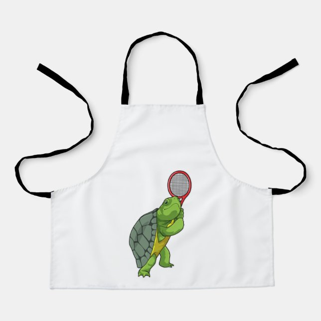 Tablier Tortue au Tennis avec raquette de tennis (Recto)