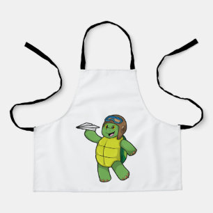 Tablier Tortue comme pilote avec avion en papier