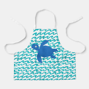 Tablier Tortue de mer à l'aquarelle Shibori Vague