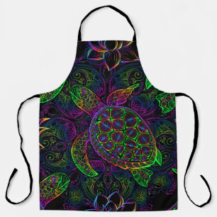 Tablier Tortue de mer Boho : Motif psychédélique mandala