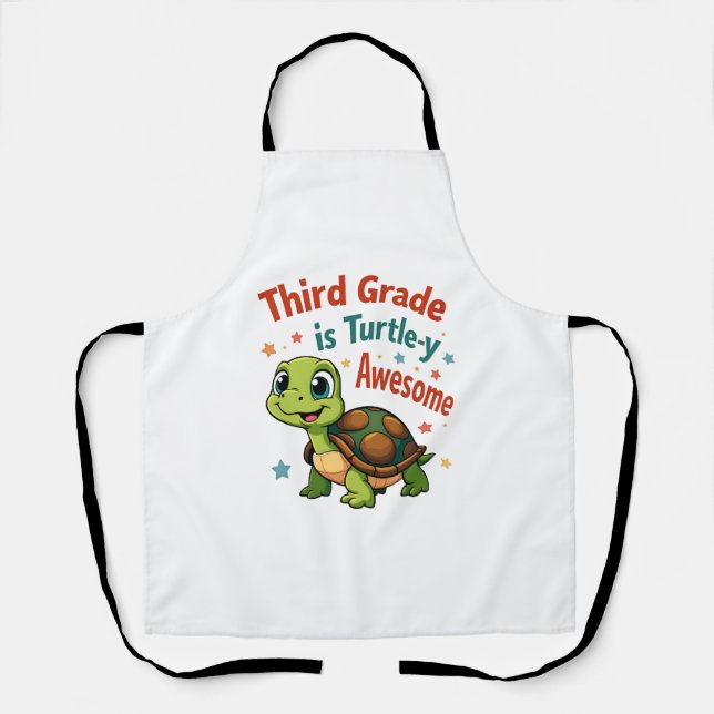 Tablier Tortue de troisième année Awesome 3e année Retour  (Recto)