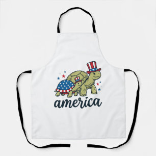 Tablier Tortue Patriotique Amérique Gravure Vintage Design