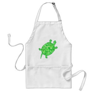 Tablier Tortue tourbée fractale - chaux et vert émeraude