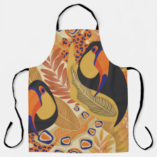 Tablier Toucans sur branches, motif tropical sans soudure.