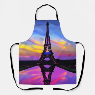 Tablier Tour Eiffel Pittoresque Au Coucher Du Soleil