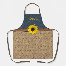 Tablier Tournesol Burlap Denim Simulé dans le pays rustiqu